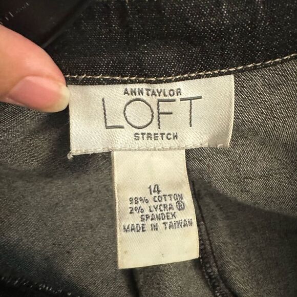 Ann Taylor Loft Zip Up Triangle Collar Jean Jacket Women's Size 14 - Picture 7 of 8